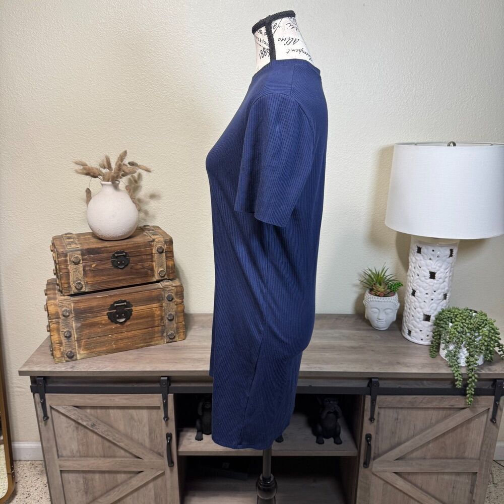 Reformation Gigi Ribbed Knit Navy Blue Mini Dress Size XS Casual Travel Stretch - Picture 2 of 8